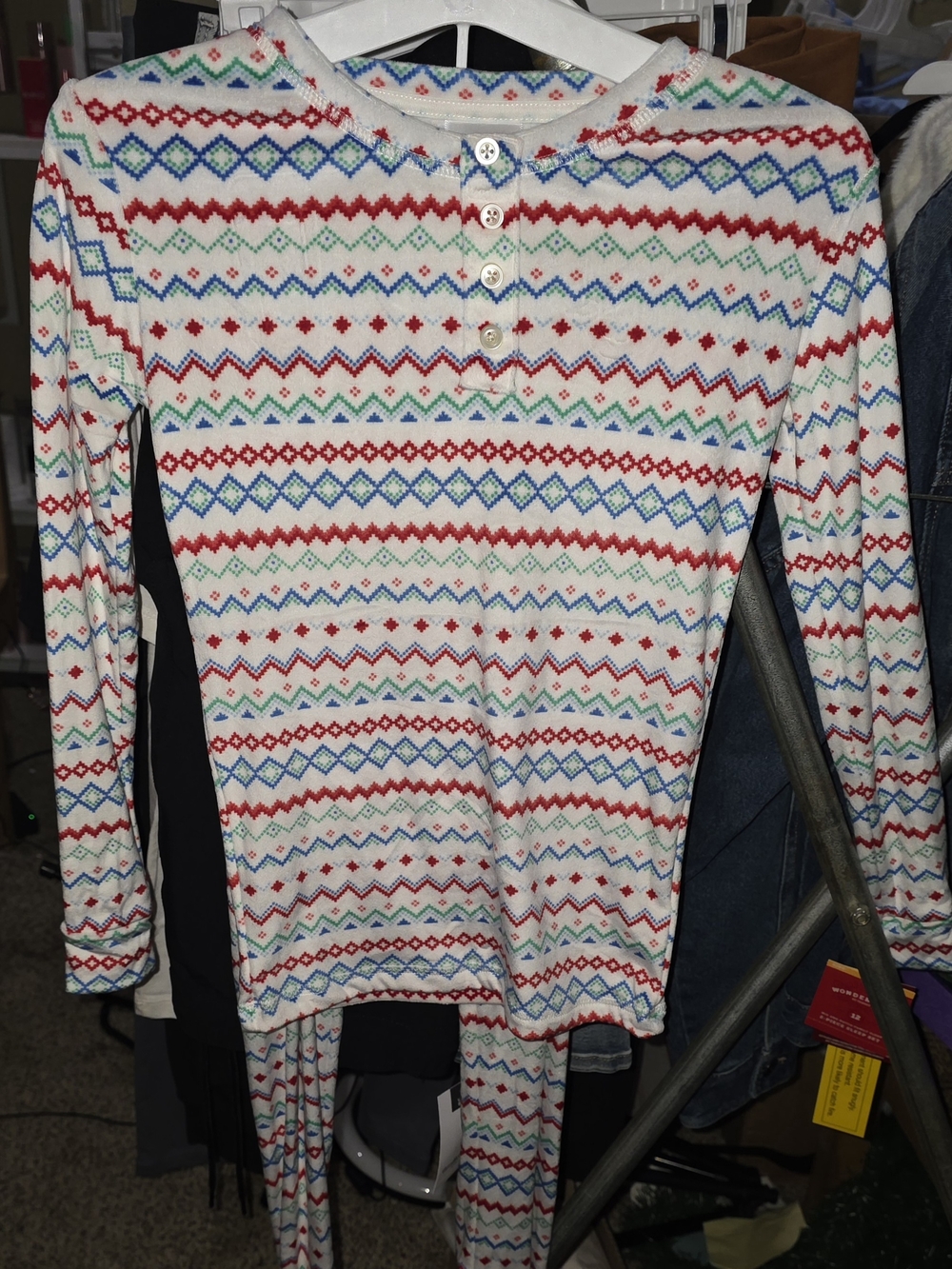 Cozy Fair Isle Henley Thermal Top - Multicolor